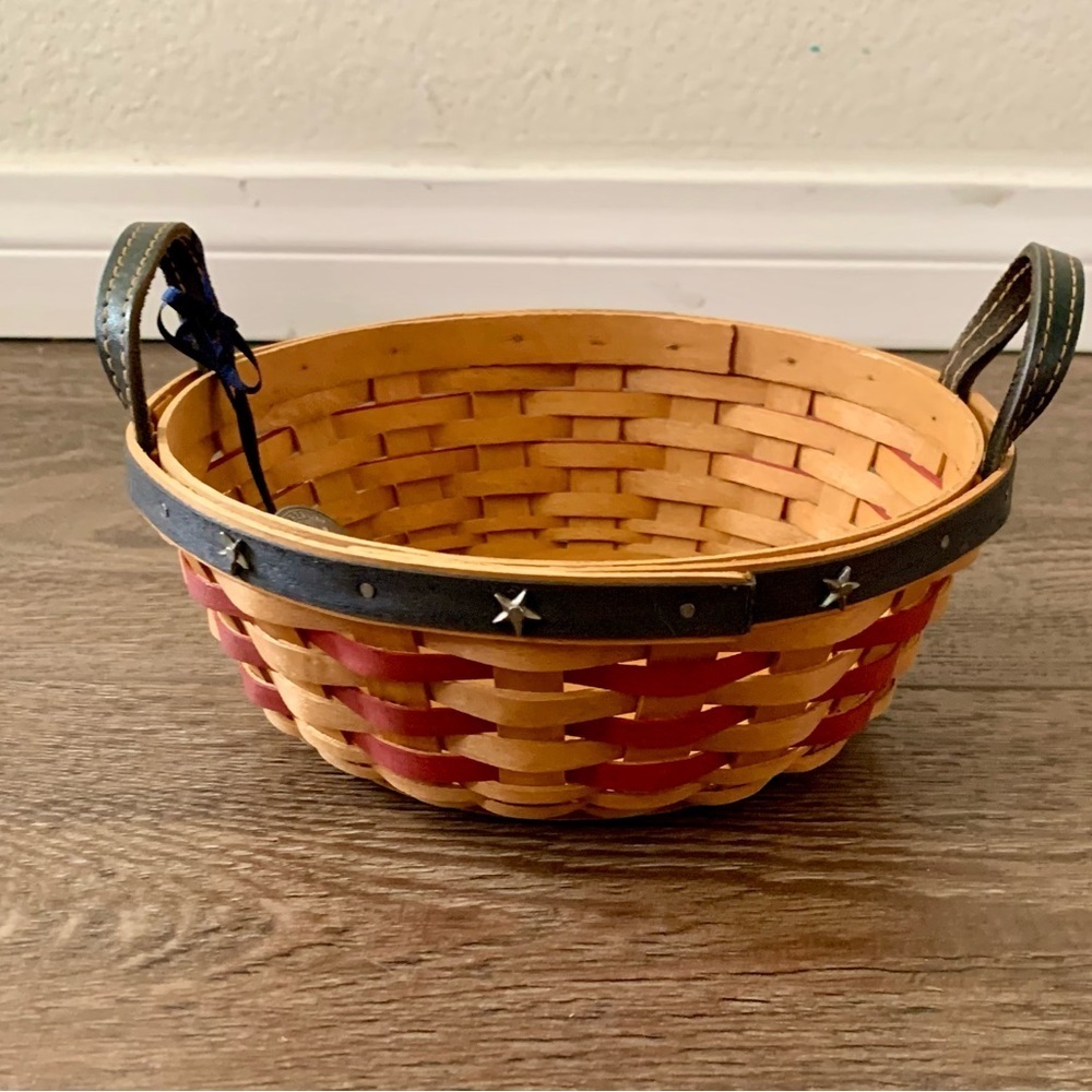Vintage Longaberger Brown Handmade  Round Woven Storage Basket
